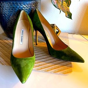 Manolo Blahnik BB Green Suede Pumps size 41